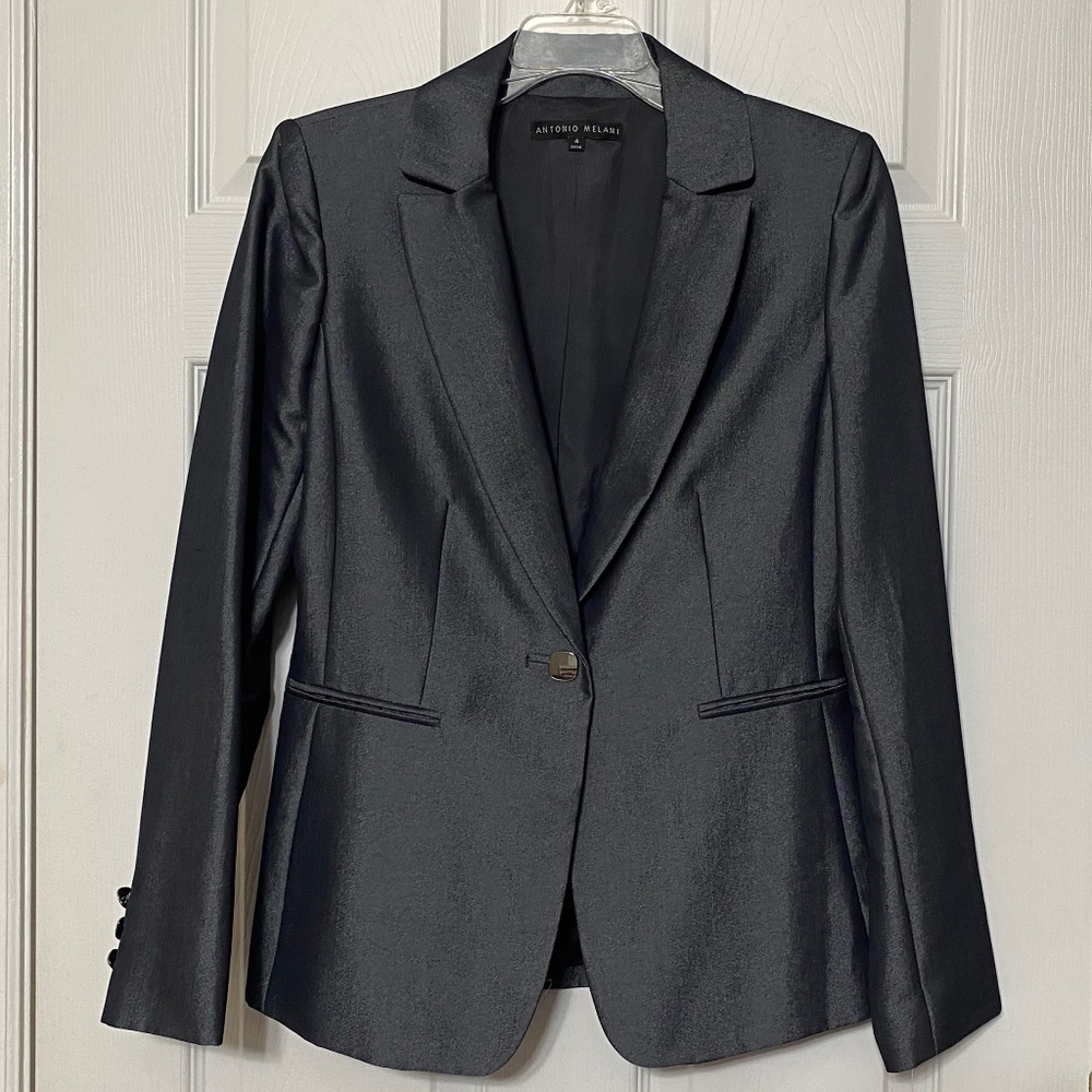 NWT Antonio Melani Admiral Navy Denim Dress Blazer Size 4